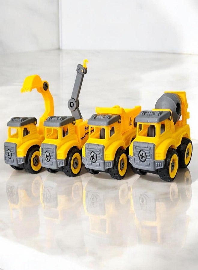Stylbase 4-in-1 DIY Assembly Vehicles Toys for Kids - Excavator, Mixer Truck, Dumper, Crane with Screwdrivers | Kids Toys for 2-5 Years | Educational STEM Construction Games | Birthday Gift - Image 2